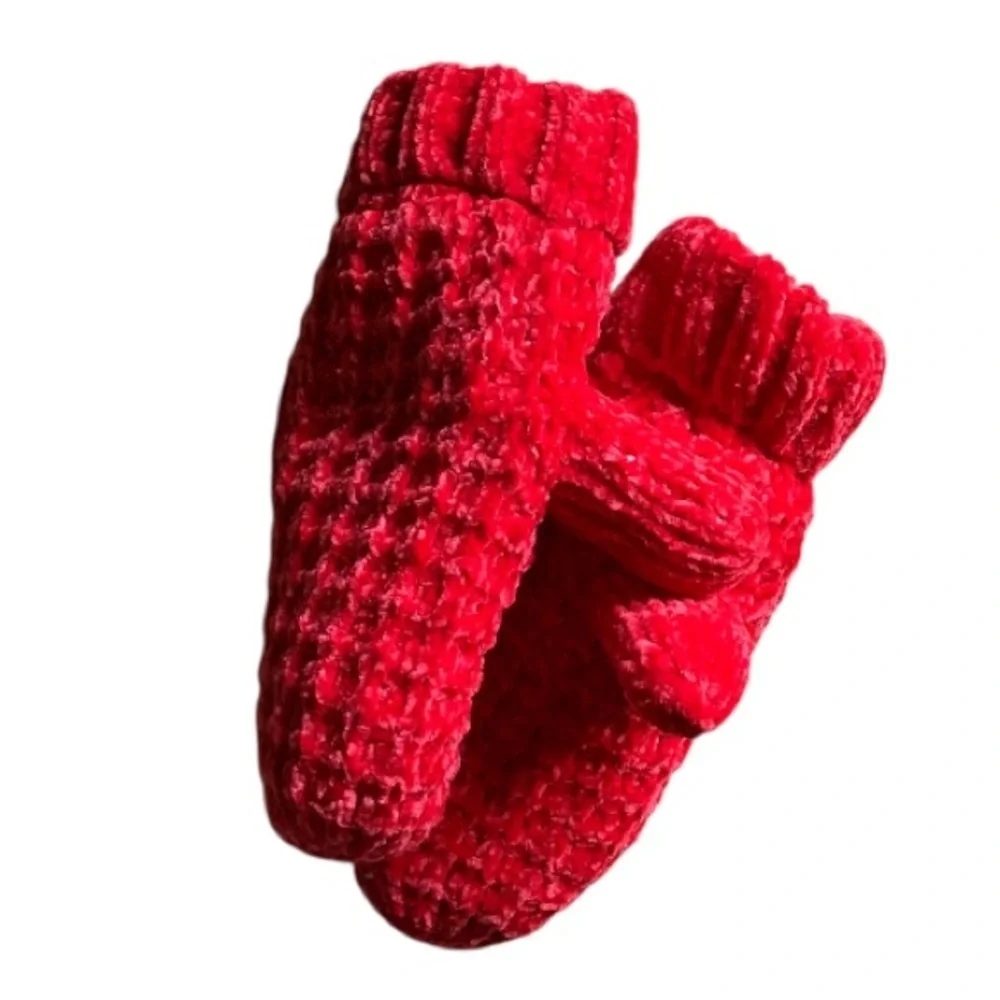 LANDSEND Women’s Fleece Lined Chenille Winter Mittens Cozy Toasty Warm Mittens